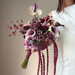 ヘッドピース付き和装ブーケ　ブライダルブーケ　アーティフィシャル ブーケ ウェディングブーケ アーティフィシャルフラワーブーケ 和装用