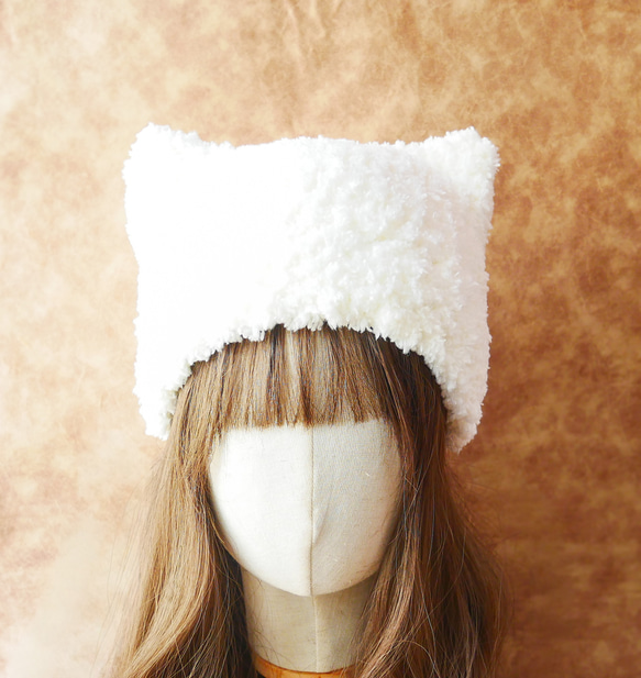 ふわっともちもち猫耳帽子⋈ミルク⋈ ニット帽・ビーニー M.la poupée