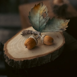 刺繍糸 の どんぐり ブローチ　ミズナラ 1枚目の画像