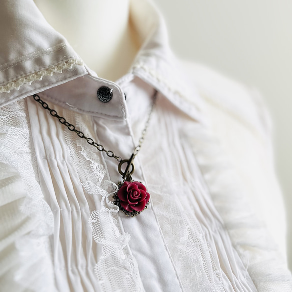 【あきちゃん様専用】スチームパンクな薔薇のチョーカー・ワインレッド 2枚目の画像