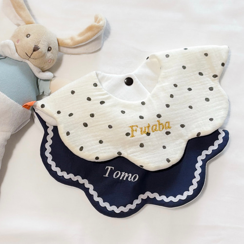 名入れ46色》namimoku bib ／ベビースタイ 360 もくもくスタイ