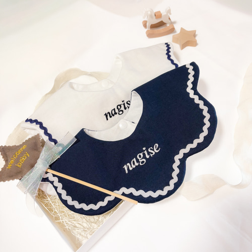 名入れ46色》namimoku bib ／ベビースタイ 360 もくもくスタイ