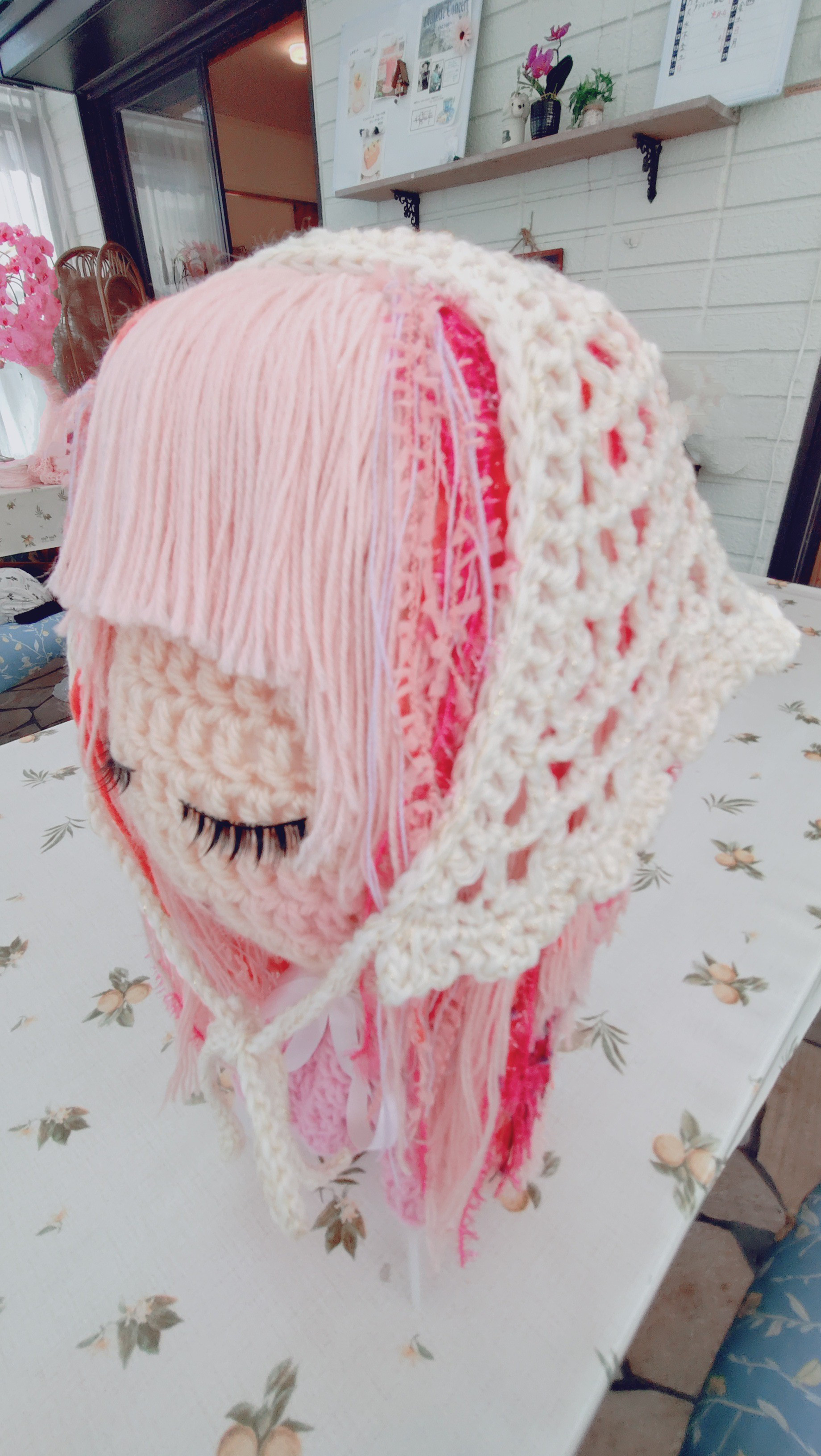 引き揃え糸のバブーシュカ/バンダナ