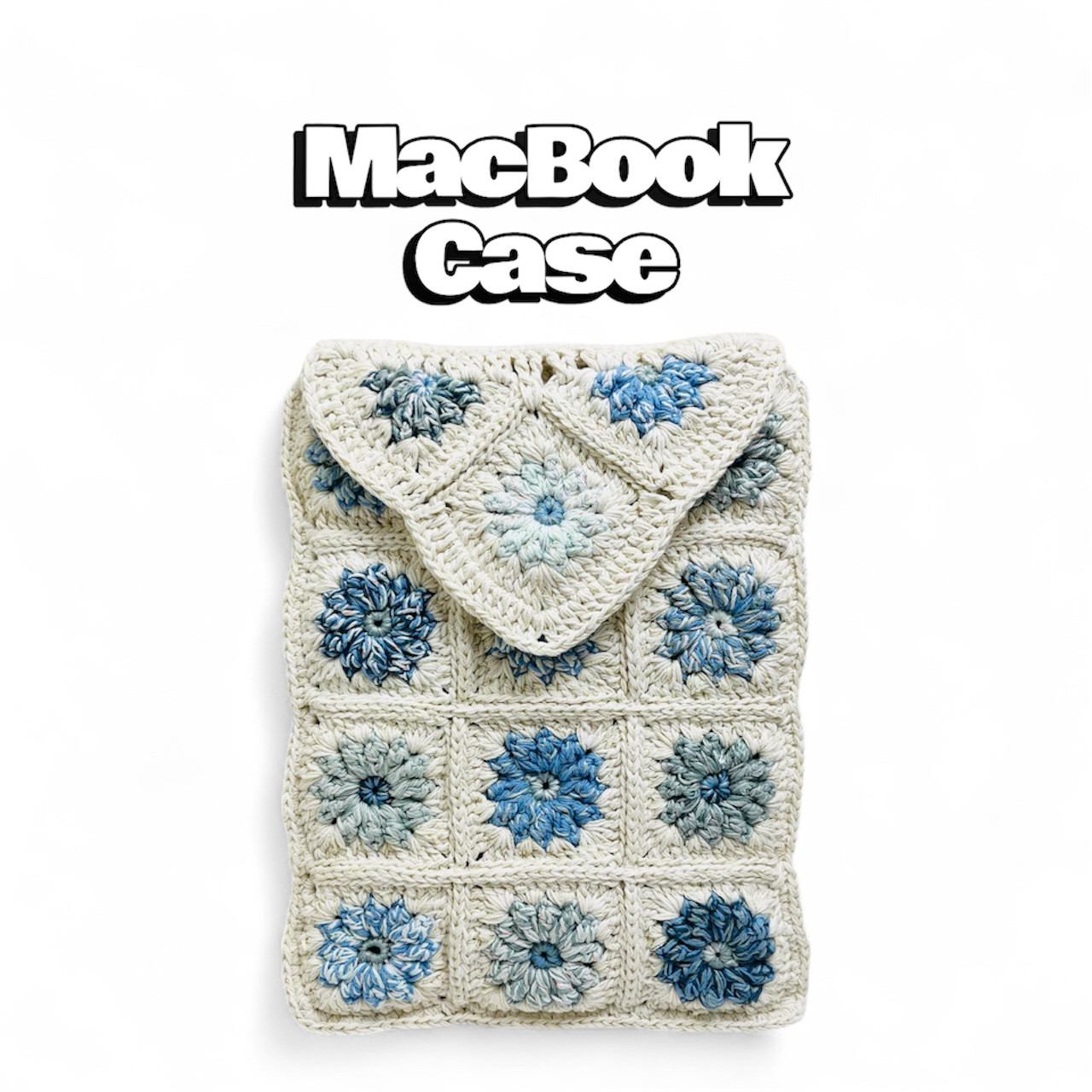 【MacBookケース】マリンフラワー×オフホワイト