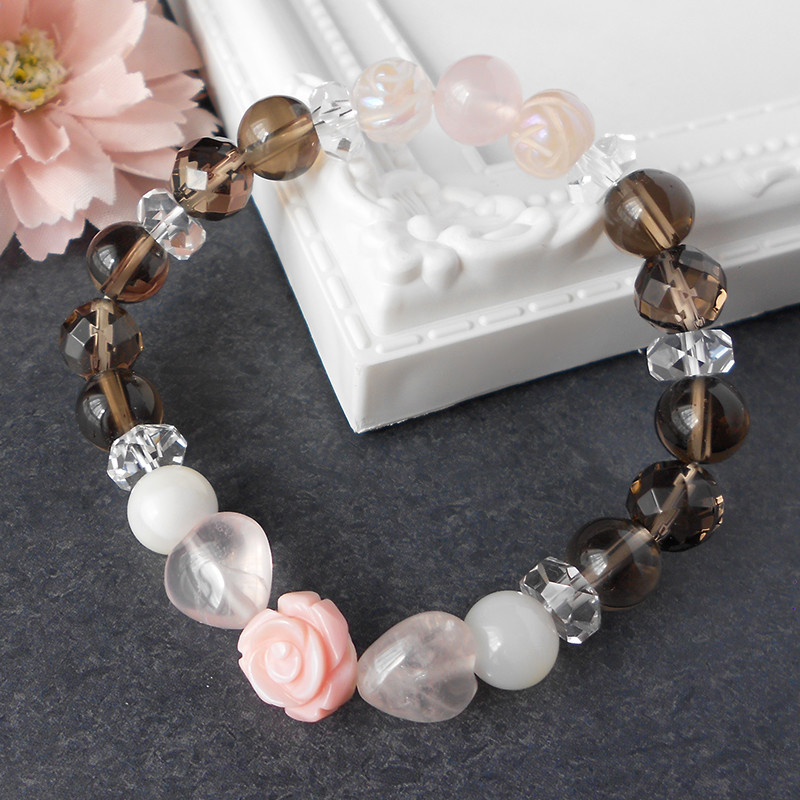 ショコラ◇ 愛と美・心の安定 / ローズクォーツ・スモーキークォーツ・クイーンコンクシェル