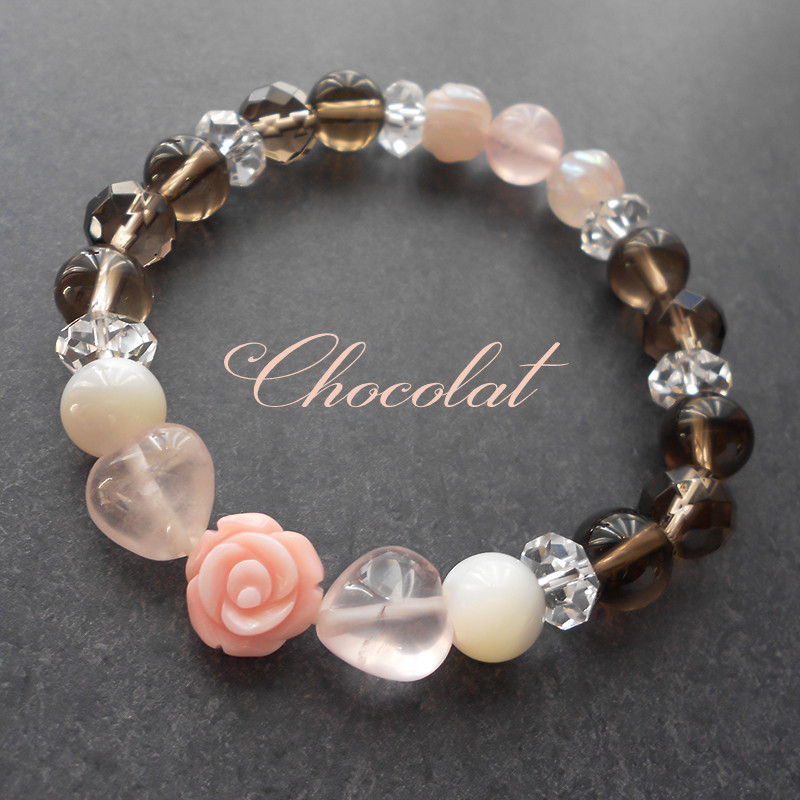 ショコラ◇ 愛と美・心の安定 / ローズクォーツ・スモーキークォーツ・クイーンコンクシェル