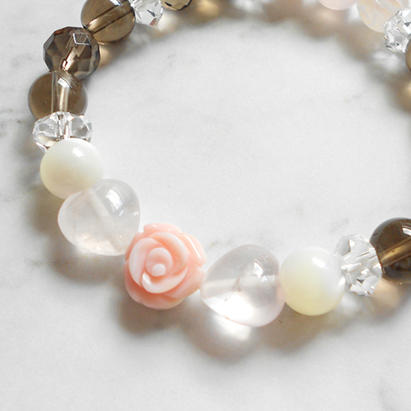 ショコラ◇ 愛と美・心の安定 / ローズクォーツ・スモーキークォーツ・クイーンコンクシェル