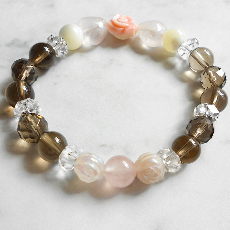 ショコラ◇ 愛と美・心の安定 / ローズクォーツ・スモーキークォーツ・クイーンコンクシェル