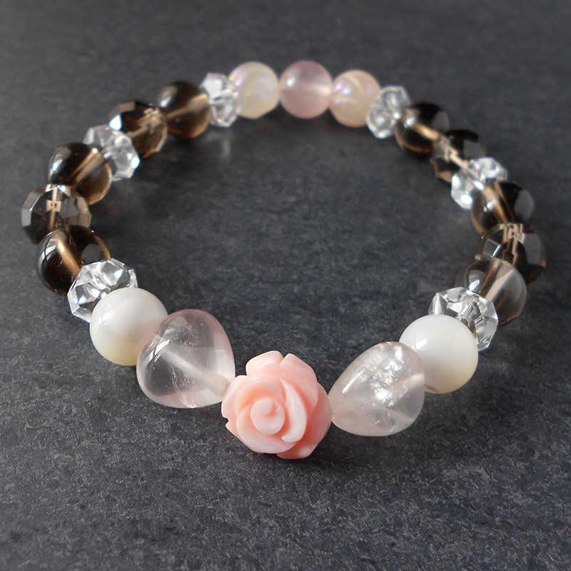 ショコラ◇ 愛と美・心の安定 / ローズクォーツ・スモーキークォーツ・クイーンコンクシェル