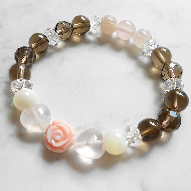 ショコラ◇ 愛と美・心の安定 / ローズクォーツ・スモーキークォーツ・クイーンコンクシェル