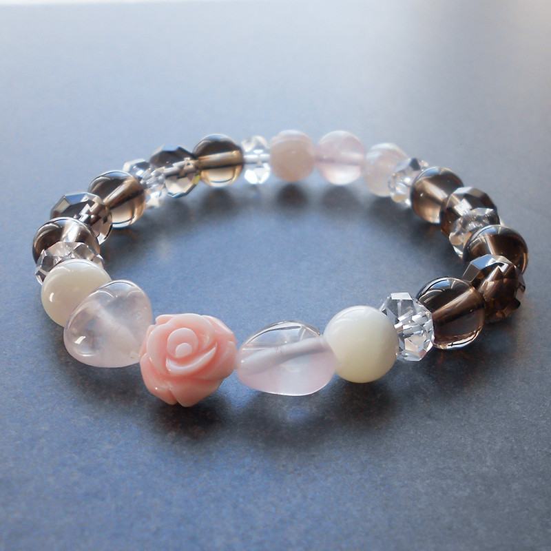 ショコラ◇ 愛と美・心の安定 / ローズクォーツ・スモーキークォーツ・クイーンコンクシェル