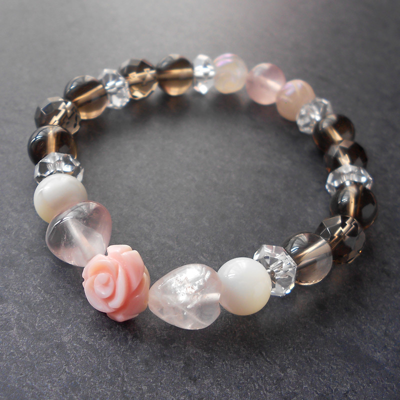 ショコラ◇ 愛と美・心の安定 / ローズクォーツ・スモーキークォーツ・クイーンコンクシェル