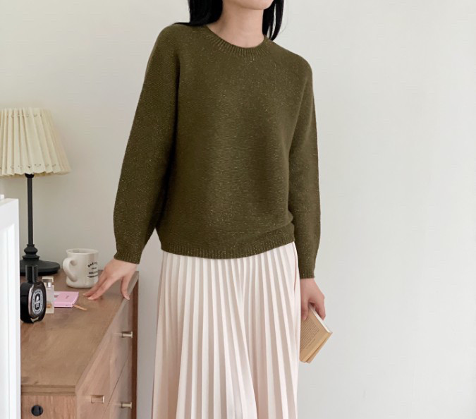 ラメ入りラクーンニット トップス 秋冬 新作 ホールガーメント無縫製シームレス/T132L007