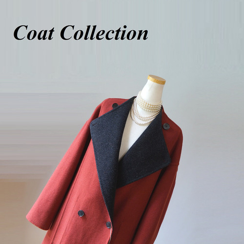 2WAY☆リバーシブルシンプルなウールコート黒レッド新品2つの表情、1つのコート 2WAY☆リバーシブルで着回しのアレンジも自在☆シンプルなリバーシブル