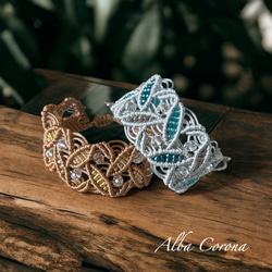 『森精』山形天珠とブルー翡翠のマクラメブレスレット 森精』山形天珠とブルー翡翠のマクラメブレスレット