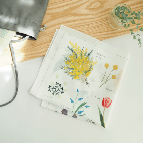 植物図鑑のようなハンカチ スカーフやファブリックポスターにも