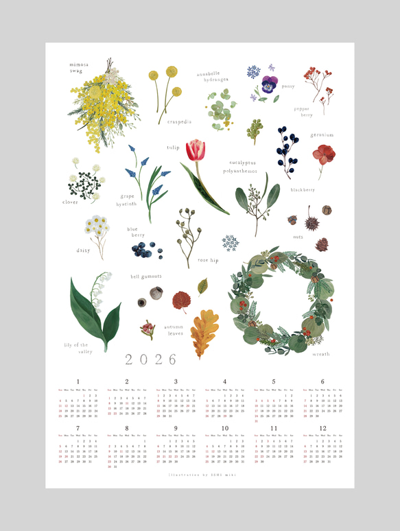 Blomary ファブリックカレンダー 2026 13枚目の画像