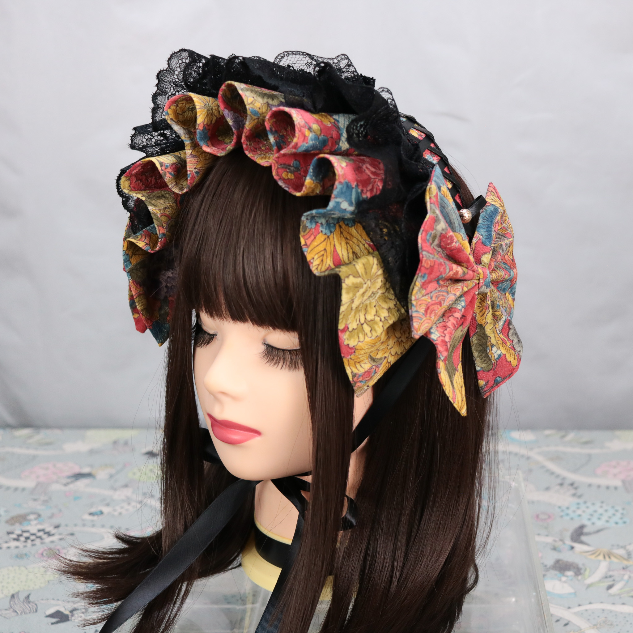 夢見×ハーフボンネット　ブラック　ヘッドドレス　ロリータ　成人式
