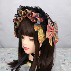 ハーフボンネットとヘッドドレスのセット 夢見×ハーフボンネット ブラック ヘッドドレス ロリータ 成人式 ヘッド