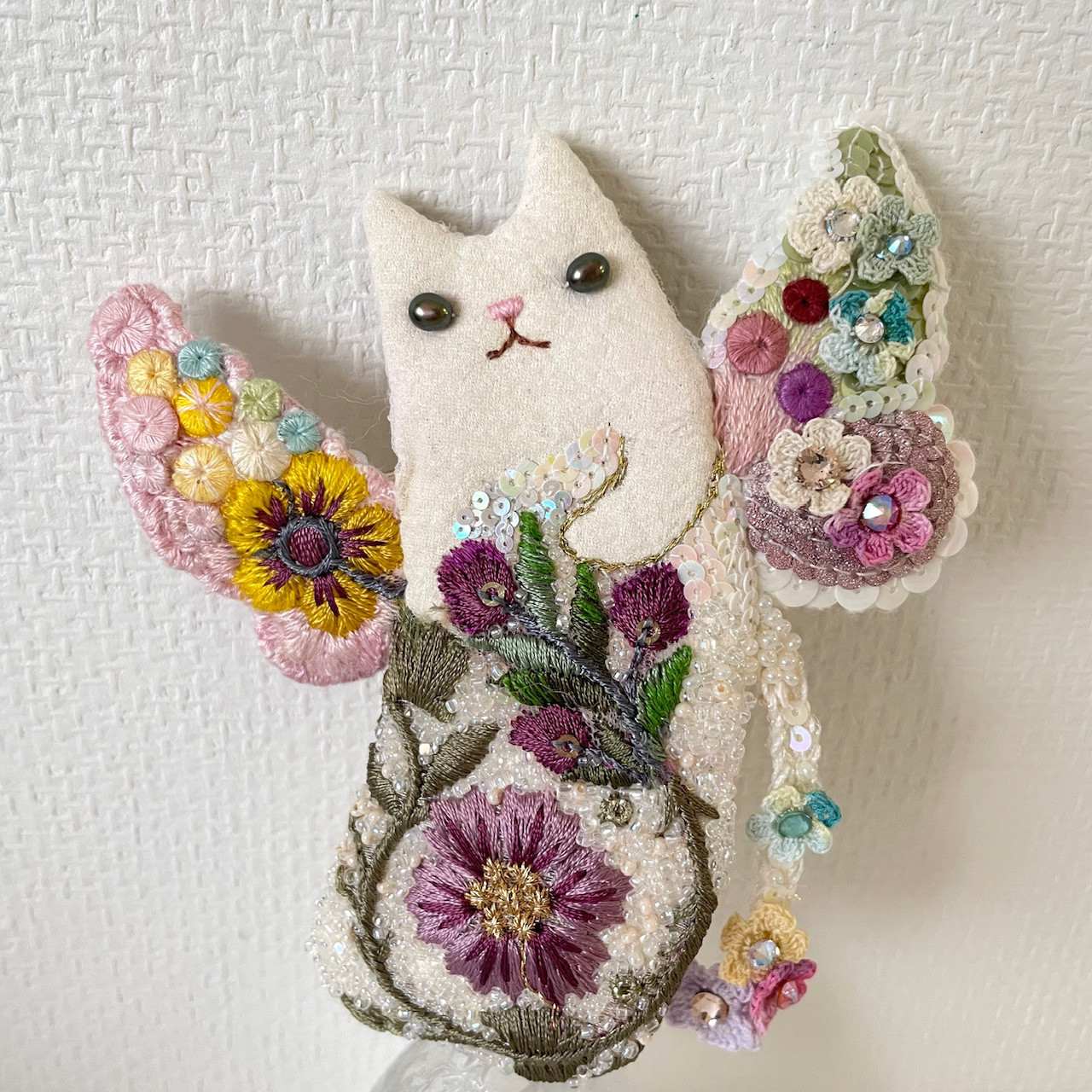 デコレーション chat angel 刺繍ブローチ