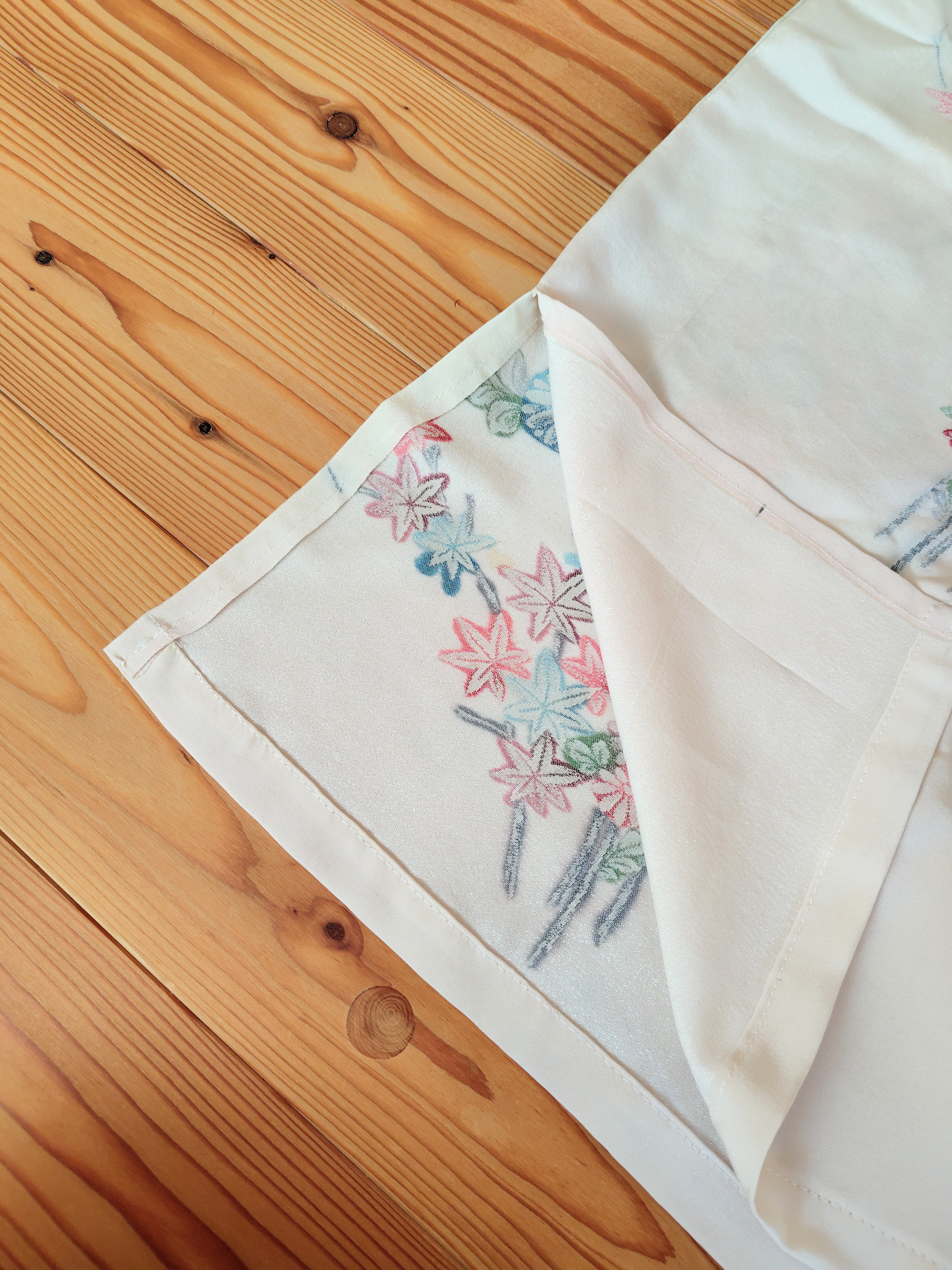 花模様のシルクのチュニック＊着物リメイ  Floral silk tunic *Kimono remake