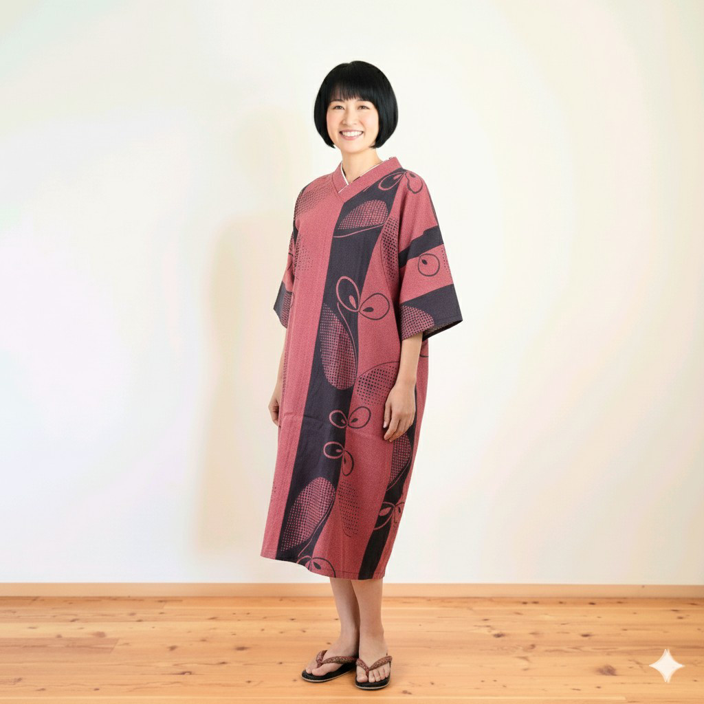 浴衣生地のオーバーサイズワンピース＊着物リメイク　Oversized dress made from yukata