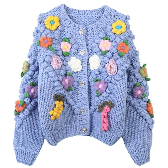 フランス製 カラフル ハンドニット パフスリーブ 手編み C21 フランス