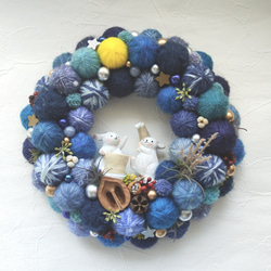 【販売済】毛糸玉リース ★パープル 2fdba2468292758bd96ccf1e34e5f5