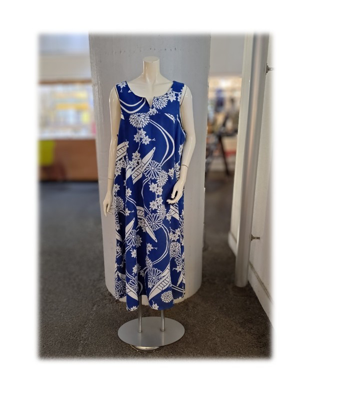 468　１点物　テントラインワンピース　青い浴衣　ジャンパースカート　浴衣リメイク　　大きいサイズ