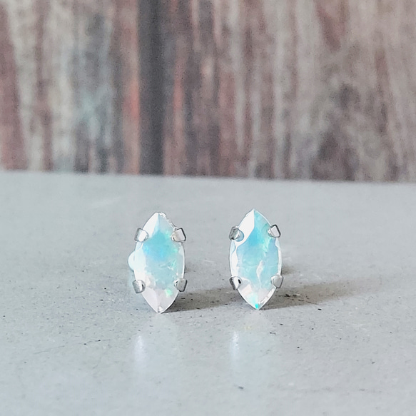 8×4mm✨宝石質オパールAAA－✨マーキスファセットカットピアス／ノン