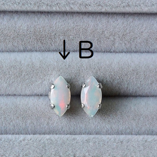 8×4mm✨宝石質オパールAAA－✨マーキスファセットカットピアス／ノン