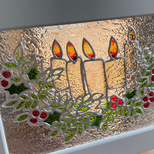 クリスマスキャンドル|クリアグラスアート|クリスマス雑貨|ステンド