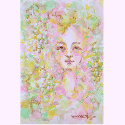 薔薇と女性」 アクリル画 原画 SMキャンバス 額なし 絵画