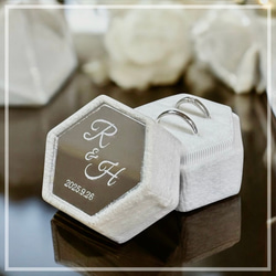 【名入れ】ベルベット ミラーリングピロー 1週間以内発送 指輪ケース 結婚指輪 婚約指輪 ベビーリング 結婚式 3枚目の画像