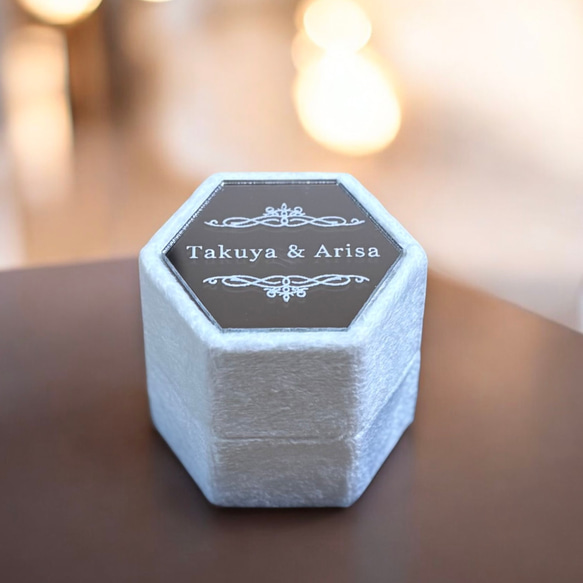 【名入れ】ベルベット ミラーリングピロー 1週間以内発送 指輪ケース 結婚指輪 婚約指輪 ベビーリング 結婚式 4枚目の画像