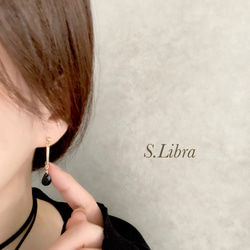 Blackdrop×gold ブラックドロップ ゴールド イヤリング (樹脂ノンホールピアス可) 9枚目の画像