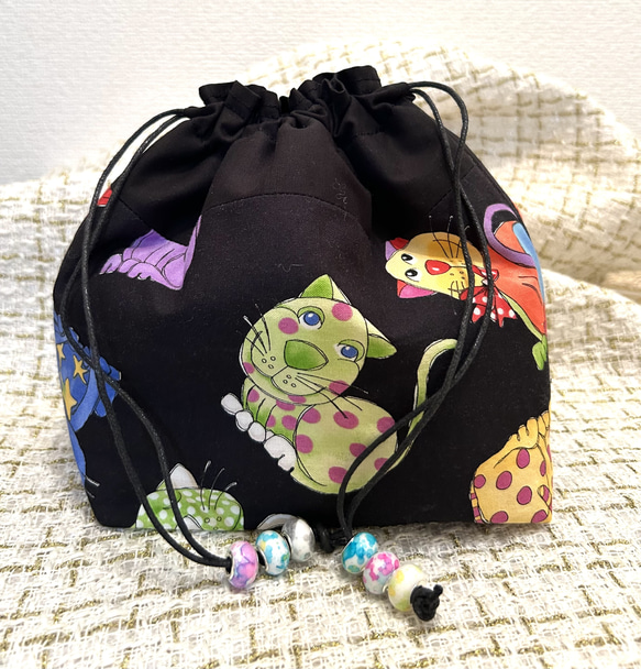 ロラライハリス　保温保冷巾着バッグ　お弁当袋 ロラライハリス 保温保冷巾着バッグ お弁当袋 791»保冷保温巾着ポーチ