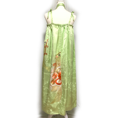 正絹】着物リメイク 豪華振袖ドレス／チューブトップワンピース