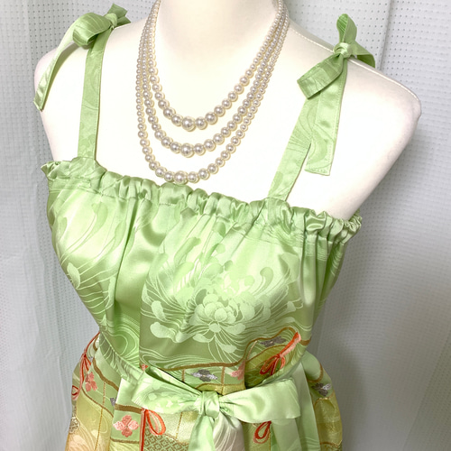 正絹】着物リメイク 豪華振袖ドレス／チューブトップワンピースタイプ