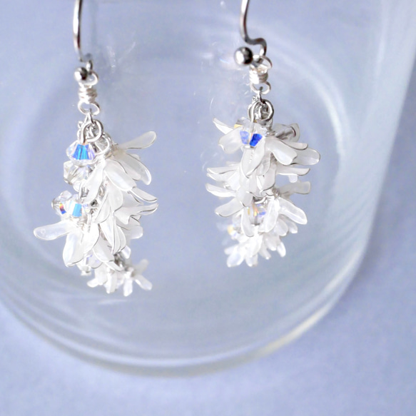 秋香る銀木犀　イヤリング/ピアス　ディップアート　ディップフラワー　 5枚目の画像