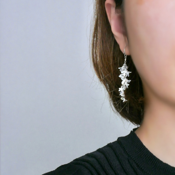 秋香る銀木犀　イヤリング/ピアス　ディップアート　ディップフラワー　 18枚目の画像