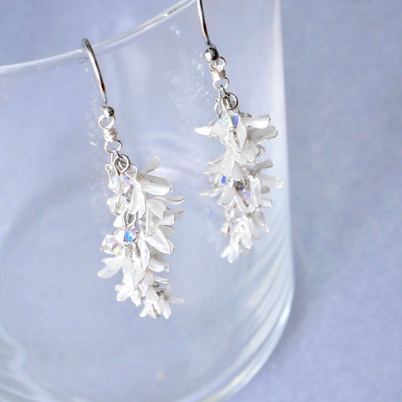 秋香る銀木犀　イヤリング/ピアス　ディップアート　ディップフラワー　 4枚目の画像