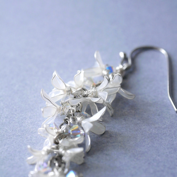 秋香る銀木犀　イヤリング/ピアス　ディップアート　ディップフラワー　 10枚目の画像