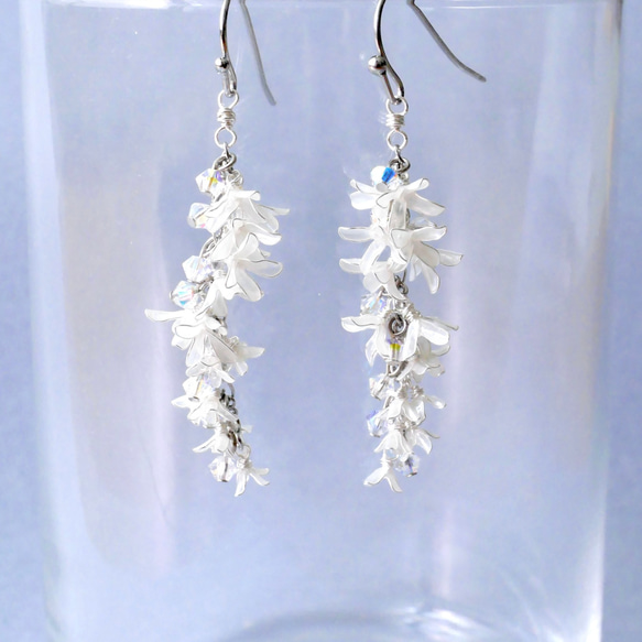 秋香る銀木犀　イヤリング/ピアス　ディップアート　ディップフラワー　 3枚目の画像