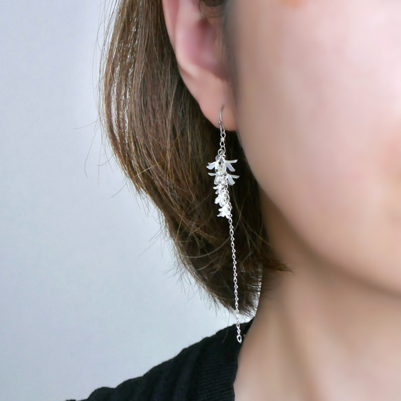 秋香る銀木犀　イヤリング/ピアス　ディップアート　ディップフラワー　 17枚目の画像