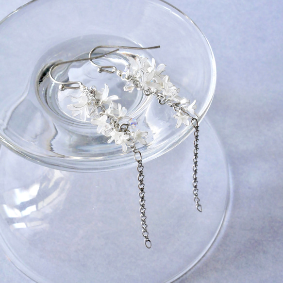 秋香る銀木犀　イヤリング/ピアス　ディップアート　ディップフラワー　 6枚目の画像