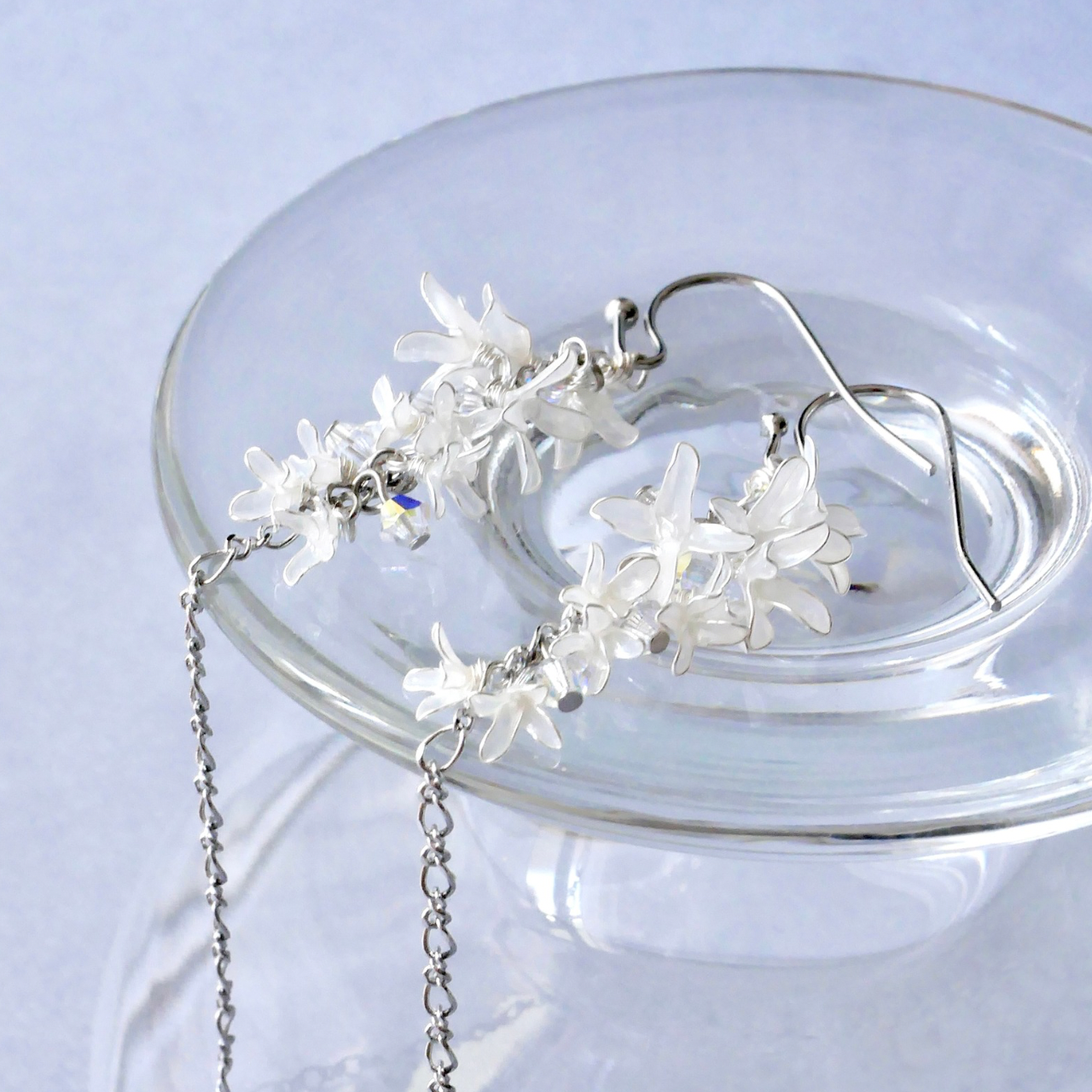 秋香る銀木犀　イヤリング/ピアス　ディップアート　ディップフラワー