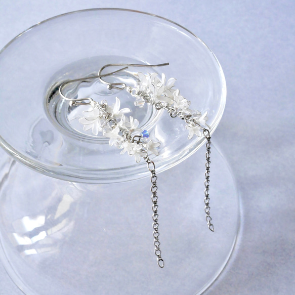 秋香る銀木犀　イヤリング/ピアス　ディップアート　ディップフラワー　 12枚目の画像