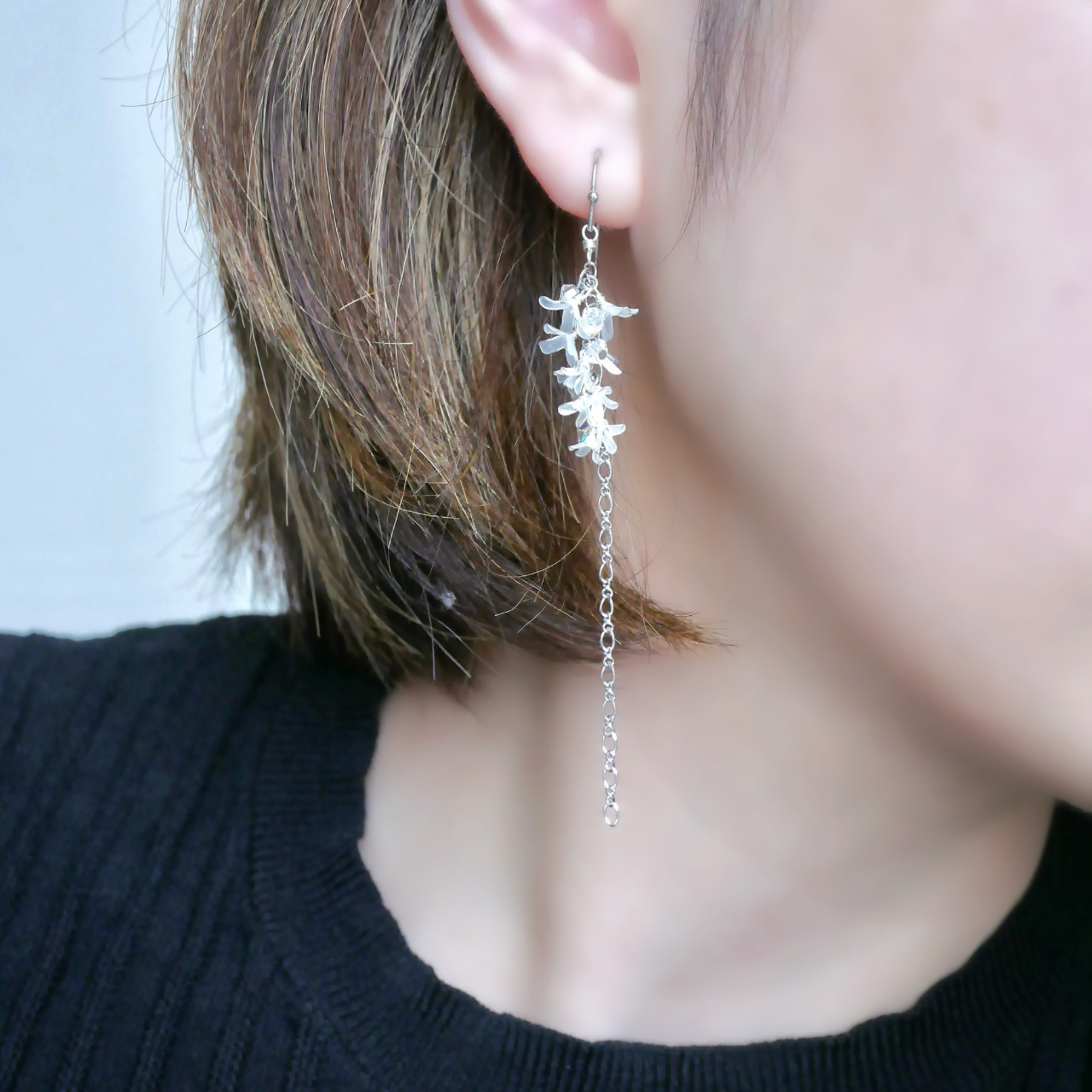 秋香る銀木犀　イヤリング/ピアス　ディップアート　ディップフラワー