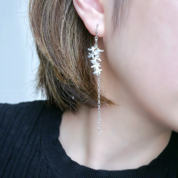 秋香る銀木犀　イヤリング/ピアス　ディップアート　ディップフラワー　 16枚目の画像